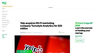
                            8. Yelp acquires Wi-Fi marketing company Turnstyle Analytics for $20 ...