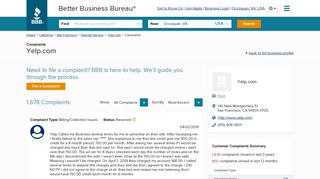 
                            9. Yelp.com | Complaints | Better Business Bureau® Profile