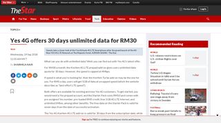 
                            8. Yes 4G offers 30 days unlimited data for RM30 - Tech News ...
