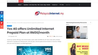 
                            7. Yes 4G offers Unlimited Internet Prepaid Plan at RM30/month ...