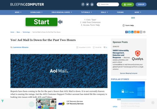 
                            9. Yes! Aol Mail Is Down for the Past Two Hours - Bleeping Computer