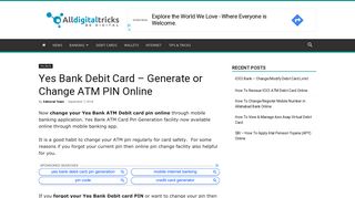 
                            6. Yes Bank Debit Card - Generate or Change ATM PIN Online ...