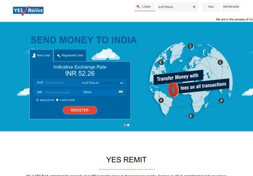 
                            1. YES REMIT: Easy, Fast and Secured way to Transfer Money to India