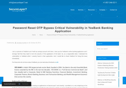 
                            8. YesBank Banking Application Password Reset OTP Bypass Vulnerability
