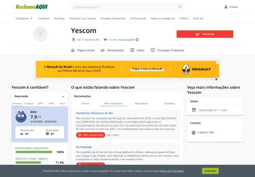 
                            6. Yescom - Reclame Aqui