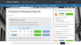 
                            6. • YesOption Minimum Deposit • - 7 Binary Options