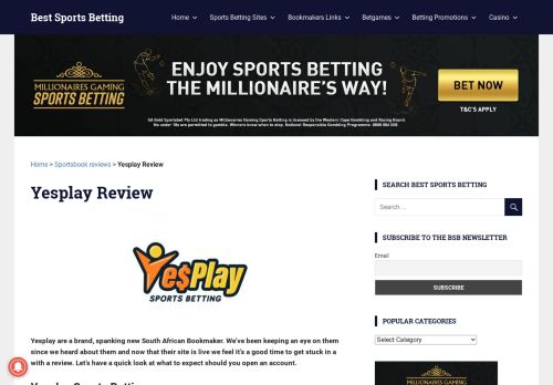 
                            5. Yesplay Review - Best Sports Betting