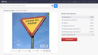 
                            13. yield sign in spanish Stock Photo: 17829660 - Alamy