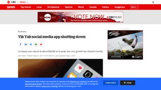 
                            8. Yik Yak social media app shutting down | CBC News - CBC.ca