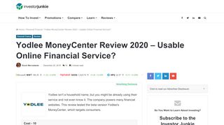 
                            4. Yodlee MoneyCenter Review | Better than Mint? - Investor Junkie