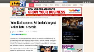 
                            8. Yoho Bed becomes Sri Lanka's largest 'online hotel network' | FT Online