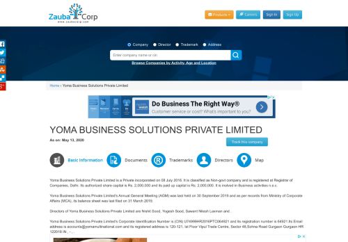 
                            10. YOMA BUSINESS SOLUTIONS PRIVATE LIMITED - Company ...