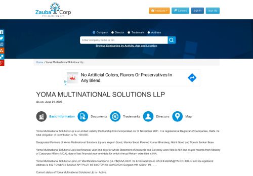 
                            7. YOMA MULTINATIONAL SOLUTIONS LLP - Company, directors and ...