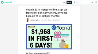 
                            5. Yoonla Earn Money Online, Sign up free work done anywhere ...