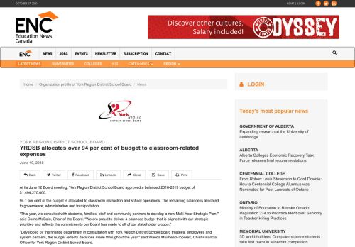 
                            7. York Region District School Board - YRDSB allocates over 94 per cent ...