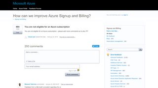 
                            8. You are not eligible for an Azure subscription – Customer Feedback ...