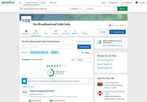 
                            7. You Broadband and Cable India Reviews | Glassdoor.co.in