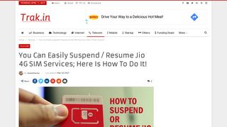 
                            2. You Can Easily Suspend / Resume Jio 4G SIM Services; Here is How ...