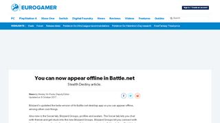 
                            9. You can now appear offline in Battle.net • Eurogamer.net