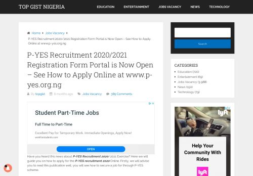 
                            3. You can Now Login to P-YES Recruitment 2019/2020 Registration ...