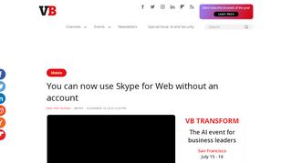 
                            9. You can now use Skype for Web without an account | VentureBeat