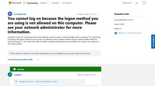 
                            2. You cannot log on because the logon method you are using is not ...