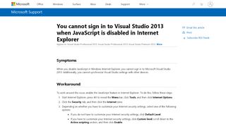 
                            3. You cannot sign in to Visual Studio 2013 when JavaScript is ...