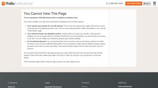 
                            2. You Cannot View This Page - Folio Institutional