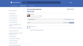 
                            8. You can't login right now | Facebook Help Community | Facebook