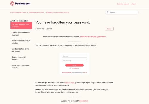
                            3. You have forgotten your password. – Pocketbook Help Centre