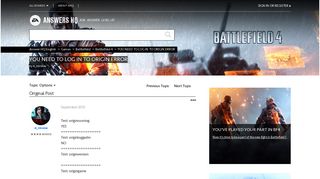 
                            11. YOU NEED TO LOG IN TO ORIGIN ERROR - EA Answers HQ