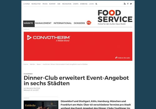 
                            10. YouDinner: Dinner-Club erweitert Event-Angebot in sechs Städten