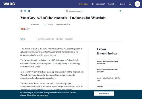 
                            11. YouGov Ad of the month - Indonesia: Wardah | WARC