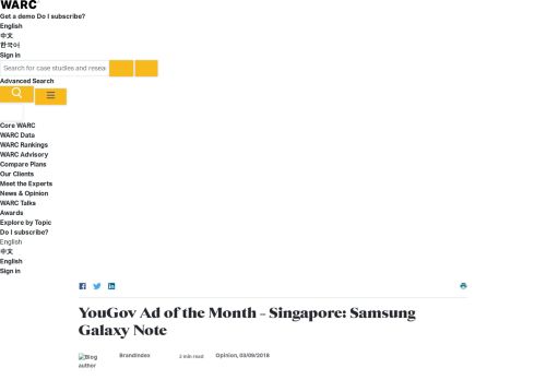 
                            11. YouGov Ad of the Month – Singapore: Samsung Galaxy Note | WARC