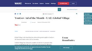 
                            12. YouGov Ad of the Month - UAE: Global Village | WARC