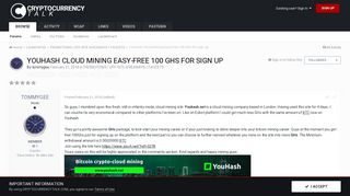 
                            1. YouHash Cloud Mining Easy-Free 100 GHs for sign up - PROMOTIONS ...