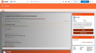 
                            10. YouHash Free 100Gh/s bitcoin Cloud mining New : HYIP - Reddit