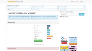 
                            4. Youhash : Website stats and valuation