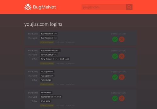 
                            5. youjizz.com passwords - BugMeNot