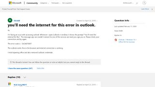 
                            5. you'll need the internet for this error in outlook. - Microsoft ...