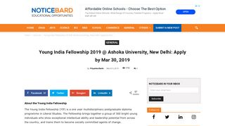 
                            5. Young India Fellowship 2019 @ Ashoka University, New Delhi ...