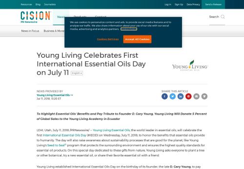 
                            12. Young Living Celebrates First International Essential Oils Day on July 11