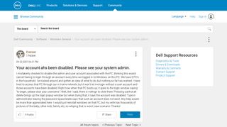 
                            11. Your account ahs been disabled. Please see your system admin. - Dell