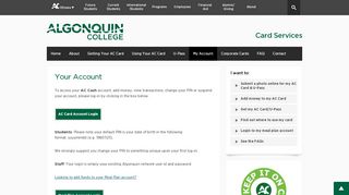 
                            12. Your Account | Card Services - Algonquin College