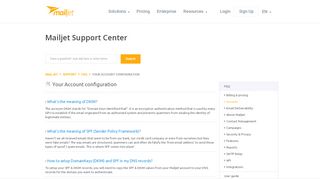 
                            3. Your Account configuration - Support - Mailjet