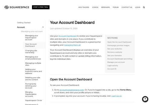 
                            12. Your Account Dashboard – Squarespace Help
