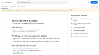 
                            9. Your account is disabled - Google+ Help - Google Support