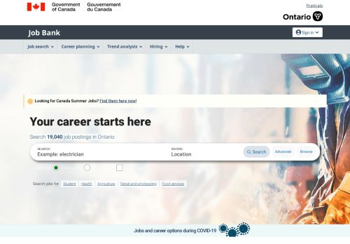 
                            2. Your career starts here - Job Bank