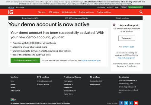 
                            6. Your demo account is now active - IG.com