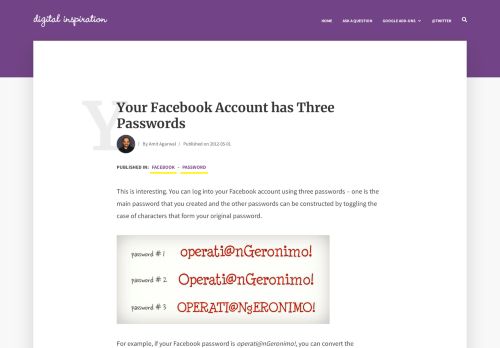 
                            12. Your Facebook Account has Three Passwords - Labnol